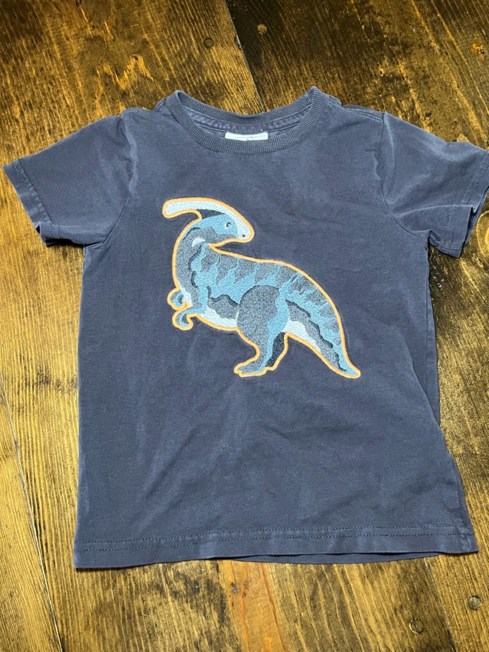 Tommy Bahama Navy Short Sleeve Tee with Embroidered Dinosaur, 4T